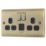British General Nexus Metal 13A 2-Gang SP Switched Socket + 2.4A 12W 2-Outlet Type A & C USB Charger Antique Brass with Black Inserts