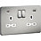 Knightsbridge  13A 2-Gang SP Switched Socket + 4.0A 20W 2-Outlet Type A & C USB Charger Brushed Chrome with White Inserts