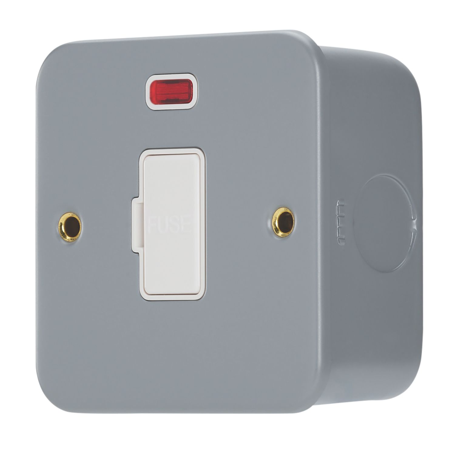 Contactum 13A Unswitched Metal Clad Fused Spur with Neon with White Inserts (647RP)