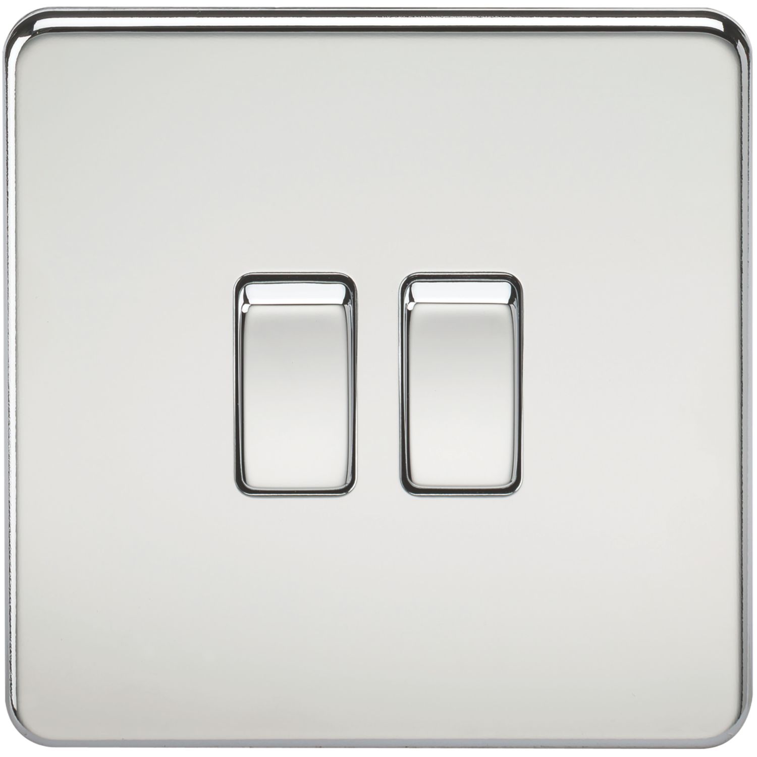 Knightsbridge 10AX 2-Gang 2-Way Light Switch Polished Chrome (647TX)