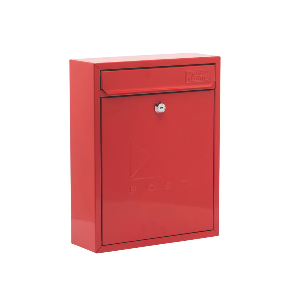 Burg-Wachter Compact Post Box Red Powder-Coated - Screwfix