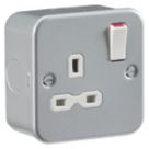 Knightsbridge   13A 1-Gang DP Switched Metal Clad Socket  with White Inserts