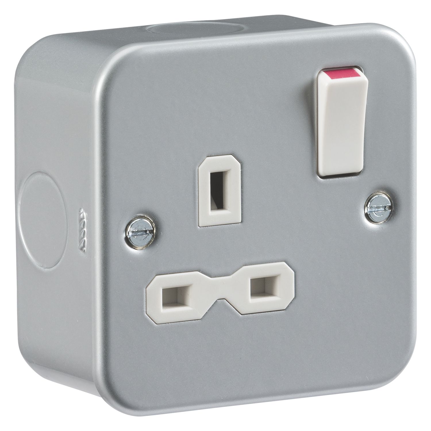 Knightsbridge 13A 1-Gang DP Switched Metal Clad Socket with White Inserts (647VF)