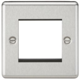 Knightsbridge Raised Rounded 2-Module Modular Faceplate Brushed Chrome