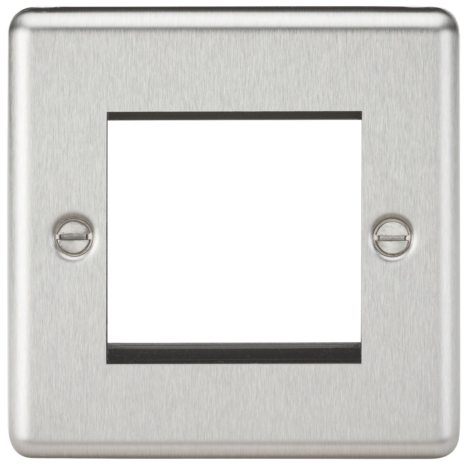 Knightsbridge Raised Rounded 2-Module Modular Faceplate Brushed Chrome (647YA)