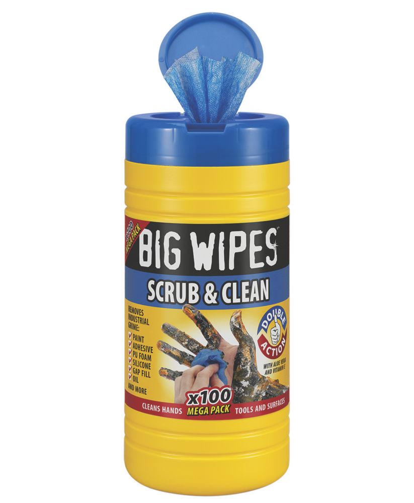 Big Wipes Scrub & Clean Wipes Blue 100 Pack - Screwfix