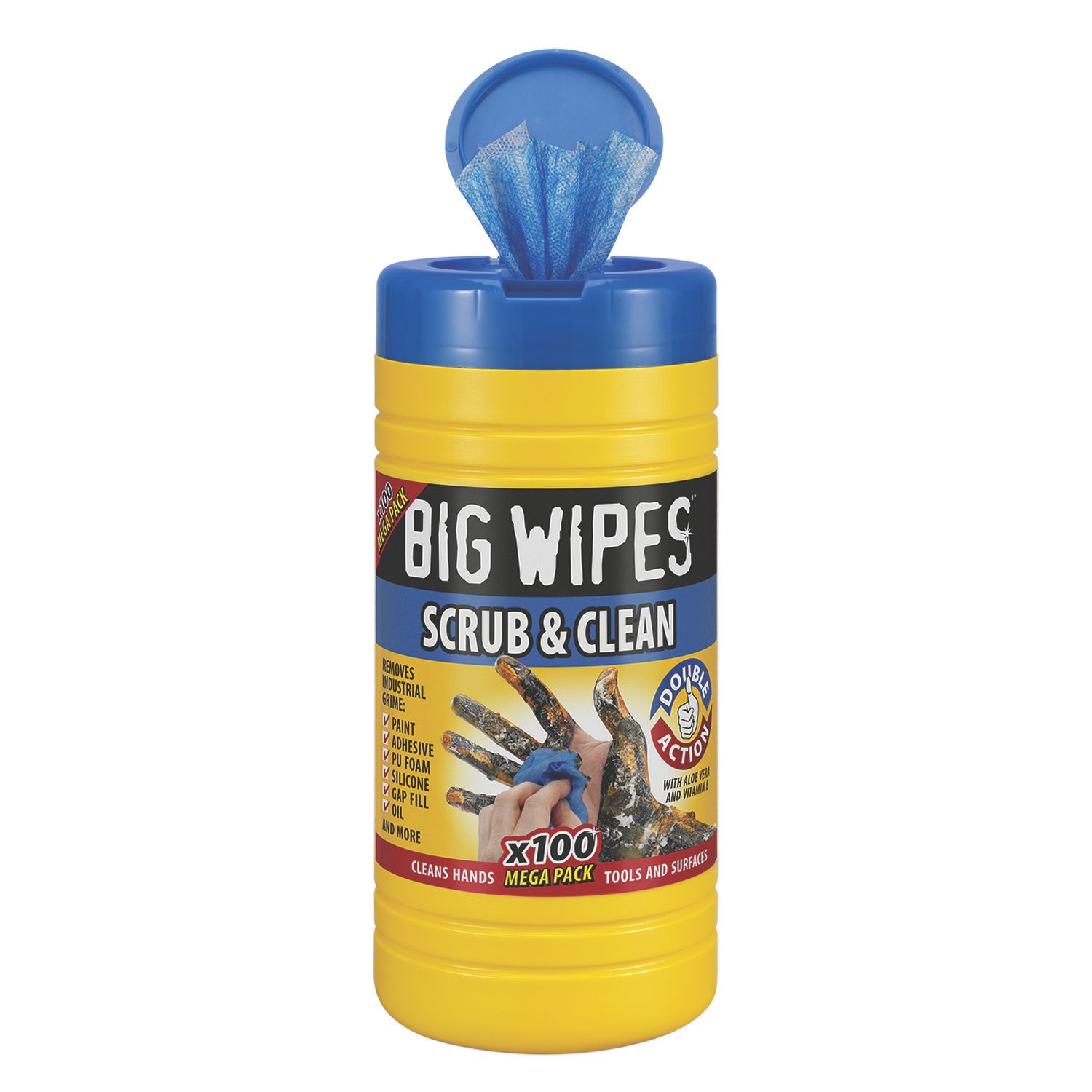 Big Wipes Scrub & Clean Wipes Blue 100 Pack (6488F)