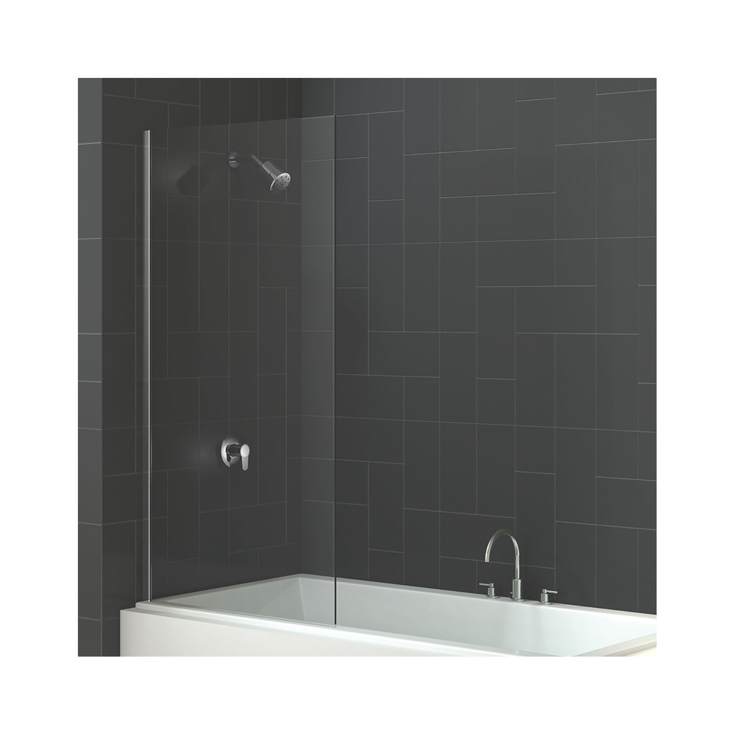 Triton Fast Fix Frameless Chrome Bathscreen 800mm x 1500mm (648KT)