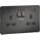 Knightsbridge  13A 2-Gang SP Switched Socket + 4.0A 20W 2-Outlet Type A & C USB Charger Smoked Bronze with Black Inserts