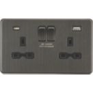 Knightsbridge  13A 2-Gang SP Switched Socket + 4.0A 20W 2-Outlet Type A & C USB Charger Smoked Bronze with Black Inserts
