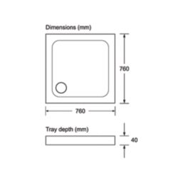 Mira Flight Low Corner Waste Square Shower Tray White 760mm x 760mm x 40mm