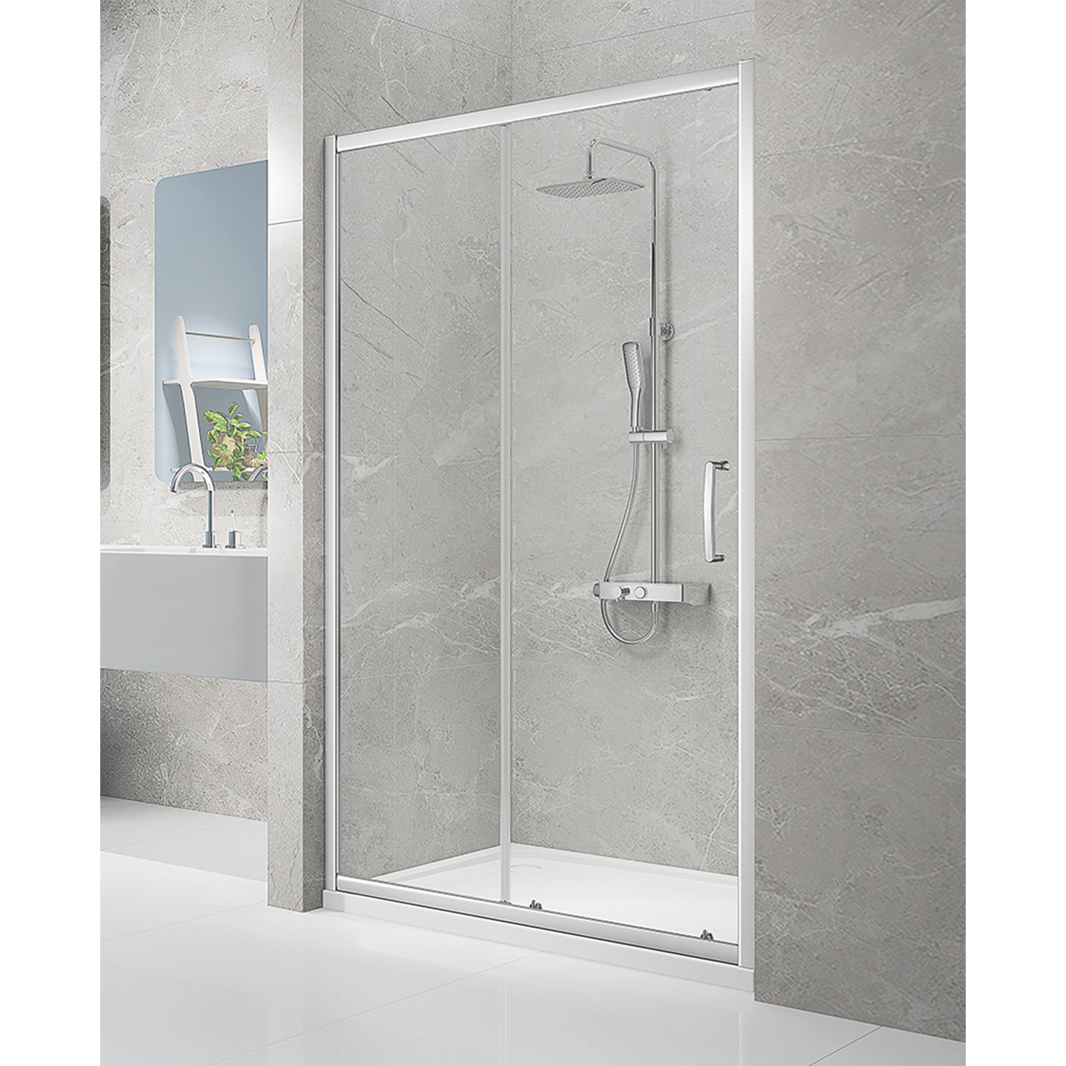 Triton Neo Eight Framed Rectangular Sliding Shower Door Chrome 1100mm x 1900mm (648TK)
