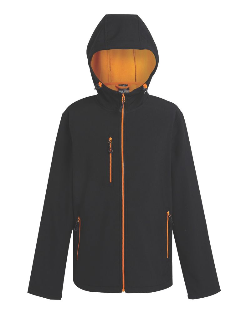 Regatta Navigate 2-Layer Hooded Jacket Black/Orange Pop 3X Large 50 ...