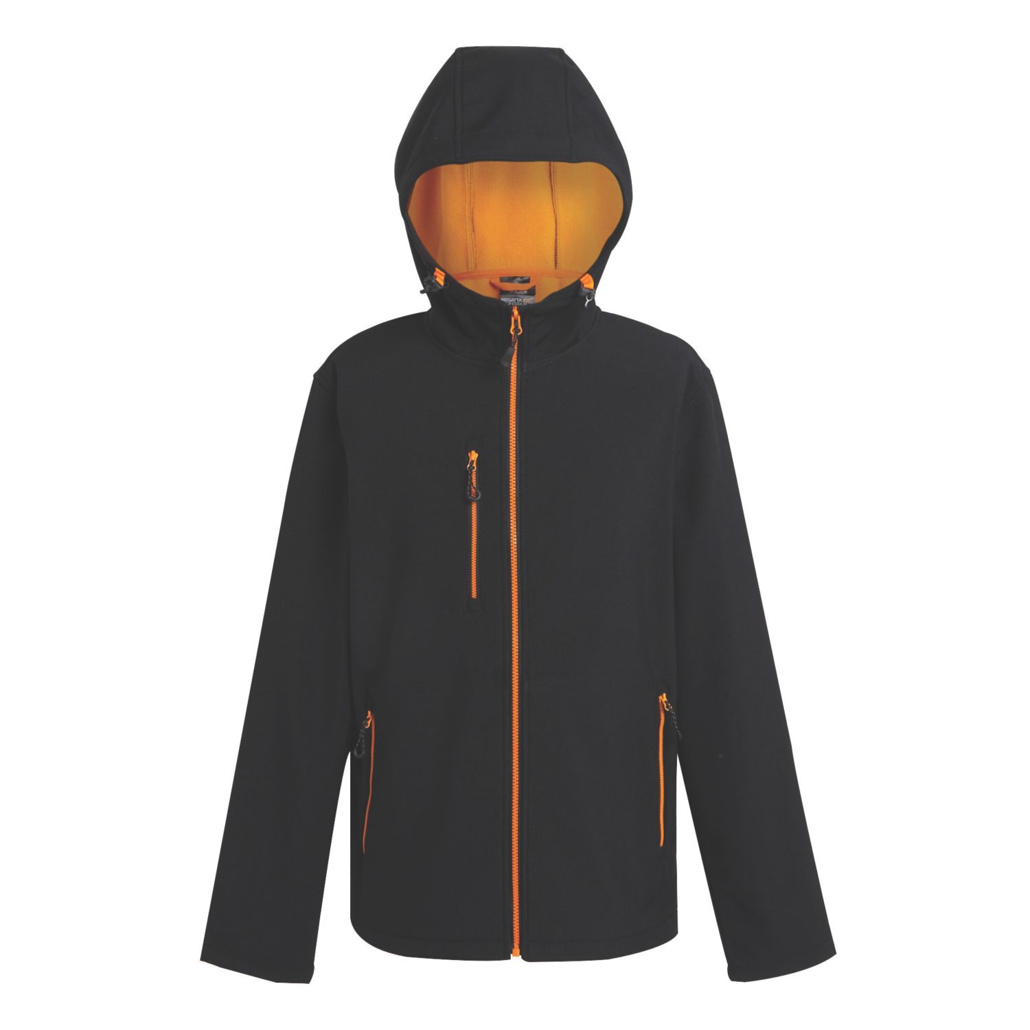 Regatta Navigate 2-Layer Hooded Jacket Black/Orange Pop 3X Large 50" Chest (648VF)