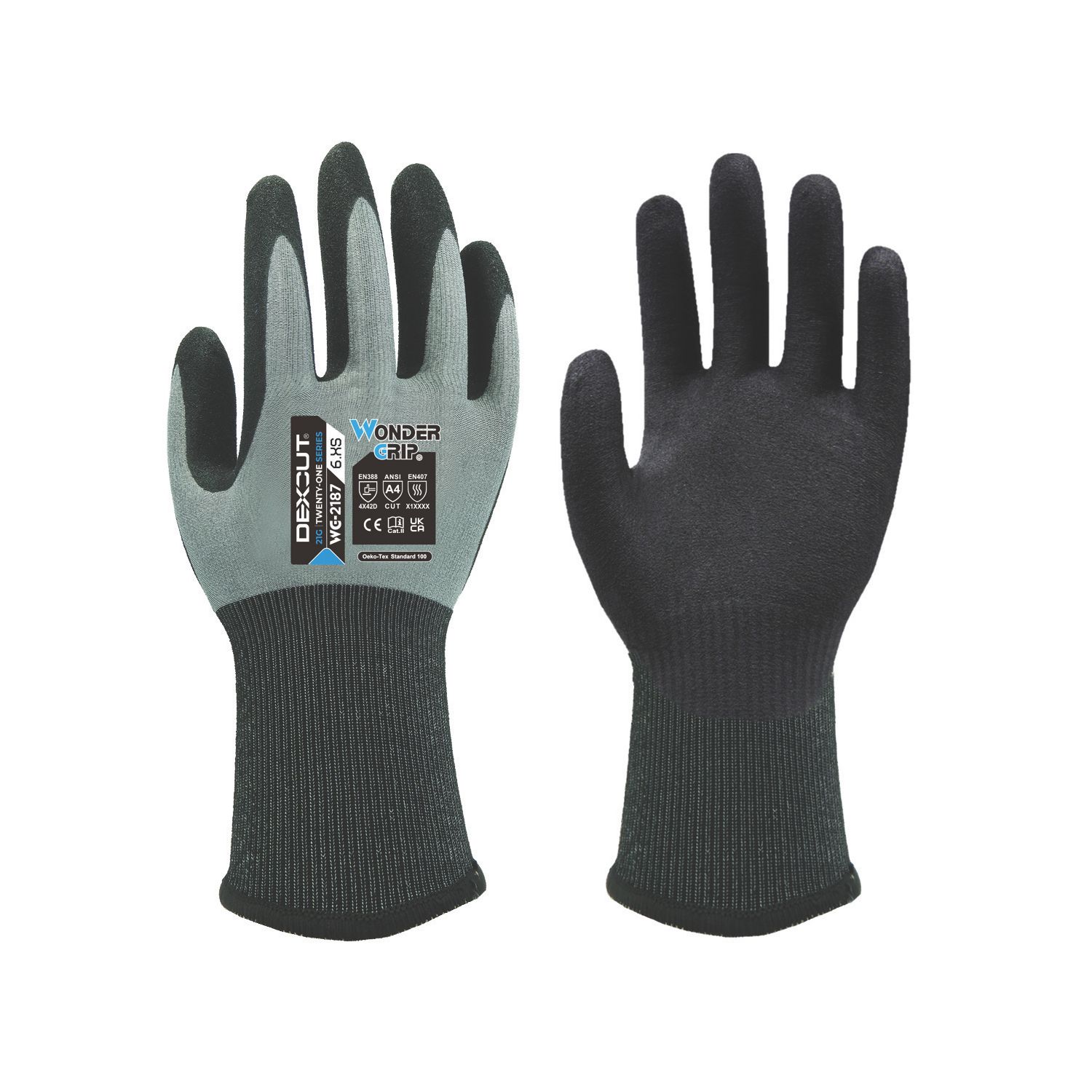 Wonder Grip WG-2187 Dexcut Cut-Resistant Gloves Grey X Small (648VJ)