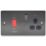 LAP  45A 2-Gang DP Cooker Switch & 13A DP Switched Socket Black Nickel with LED with Black Inserts