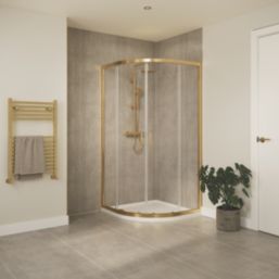Essentials Framed Quadrant Shower Enclosure  Brushed Brass 800mm x 800mm x 1850mm