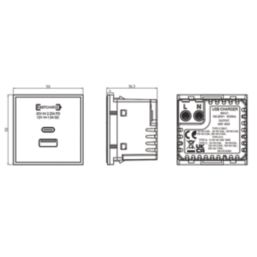 Knightsbridge  Modular 2.25A 45W 2-Outlet Type A & C USB Socket Grey