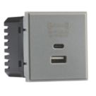 Knightsbridge  Modular 2.25A 45W 2-Outlet Type A & C USB Socket Grey