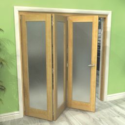 Green & Taylor  3-Door 1-Frosted Light Satin Lacquered Oak Wooden Shaker Internal Bi-Fold Fully Finished Door 2060mm x 1905mm