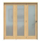 Green & Taylor  3-Door 1-Frosted Light Satin Lacquered Oak Wooden Shaker Internal Bi-Fold Fully Finished Door 2060mm x 1905mm