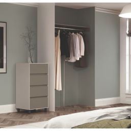 Spacepro  Interior Unit Shelf with Hanger Bar Stone Grey 2700mm x 110mm