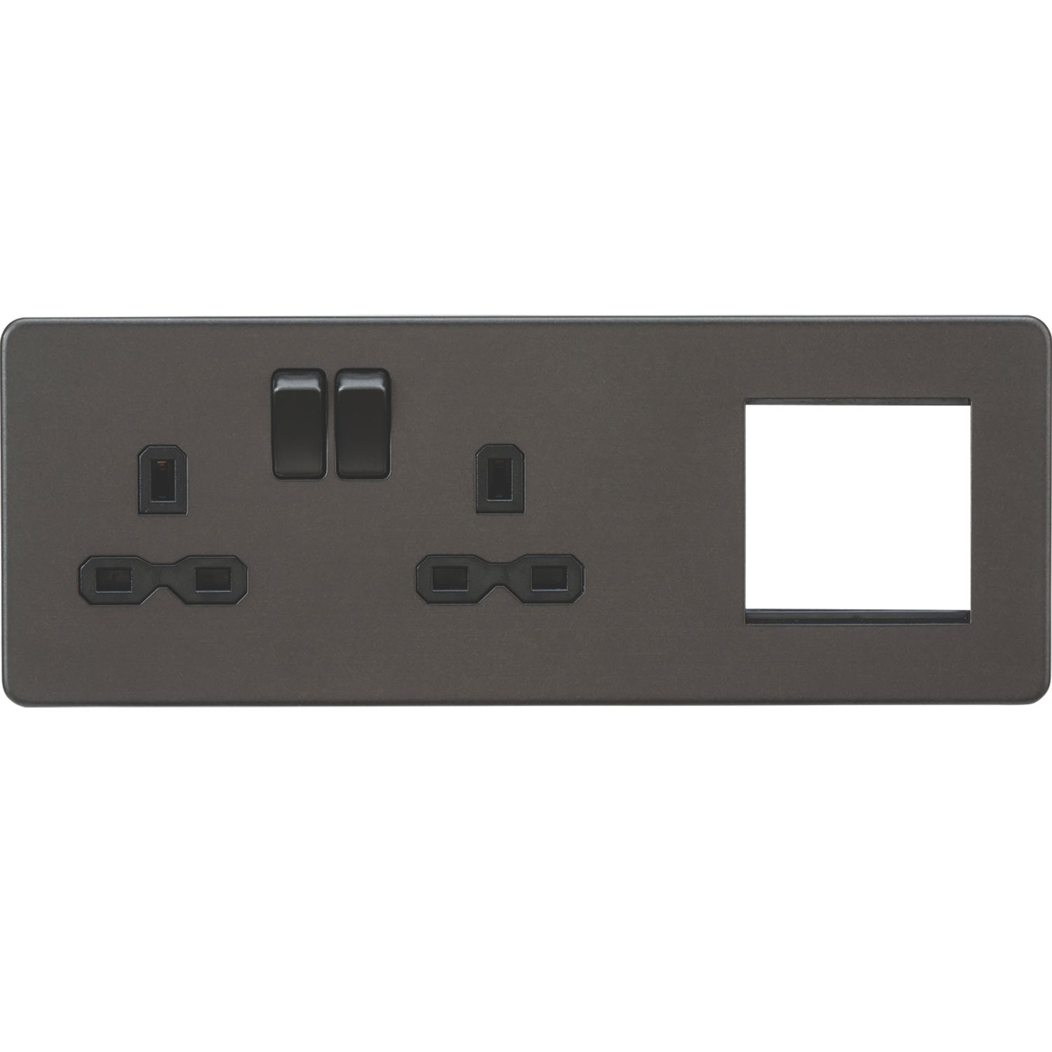Knightsbridge 13A 2-Gang DP Combination Plate Smoked Bronze with Black Inserts (649VF)