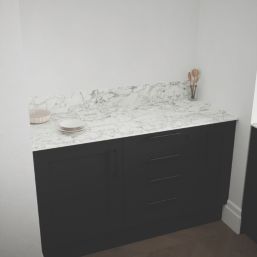 Mariz  White Marble Composite Kitchen Worktop 640mm x 1500mm x 12mm