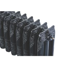 Arroll 470mm x 914mm 3378BTU Black / Silver Cast Iron 3 Column Radiator