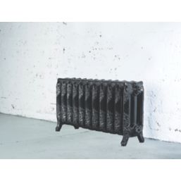 Arroll 470mm x 914mm 3378BTU Black / Silver Cast Iron 3 Column Radiator