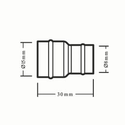 Flomasta  Copper Solder Ring Reducing Coupler 15mm x 8mm