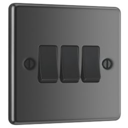 LAP  10AX 3-Gang 2-Way Light Switch  Black Nickel with Black Inserts
