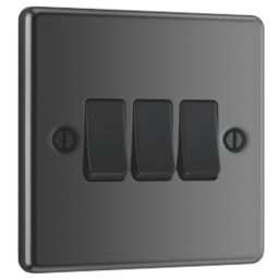 LAP  10AX 3-Gang 2-Way Light Switch  Black Nickel with Black Inserts