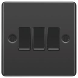 LAP  10AX 3-Gang 2-Way Light Switch  Black Nickel with Black Inserts