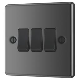 LAP  10AX 3-Gang 2-Way Light Switch  Black Nickel with Black Inserts