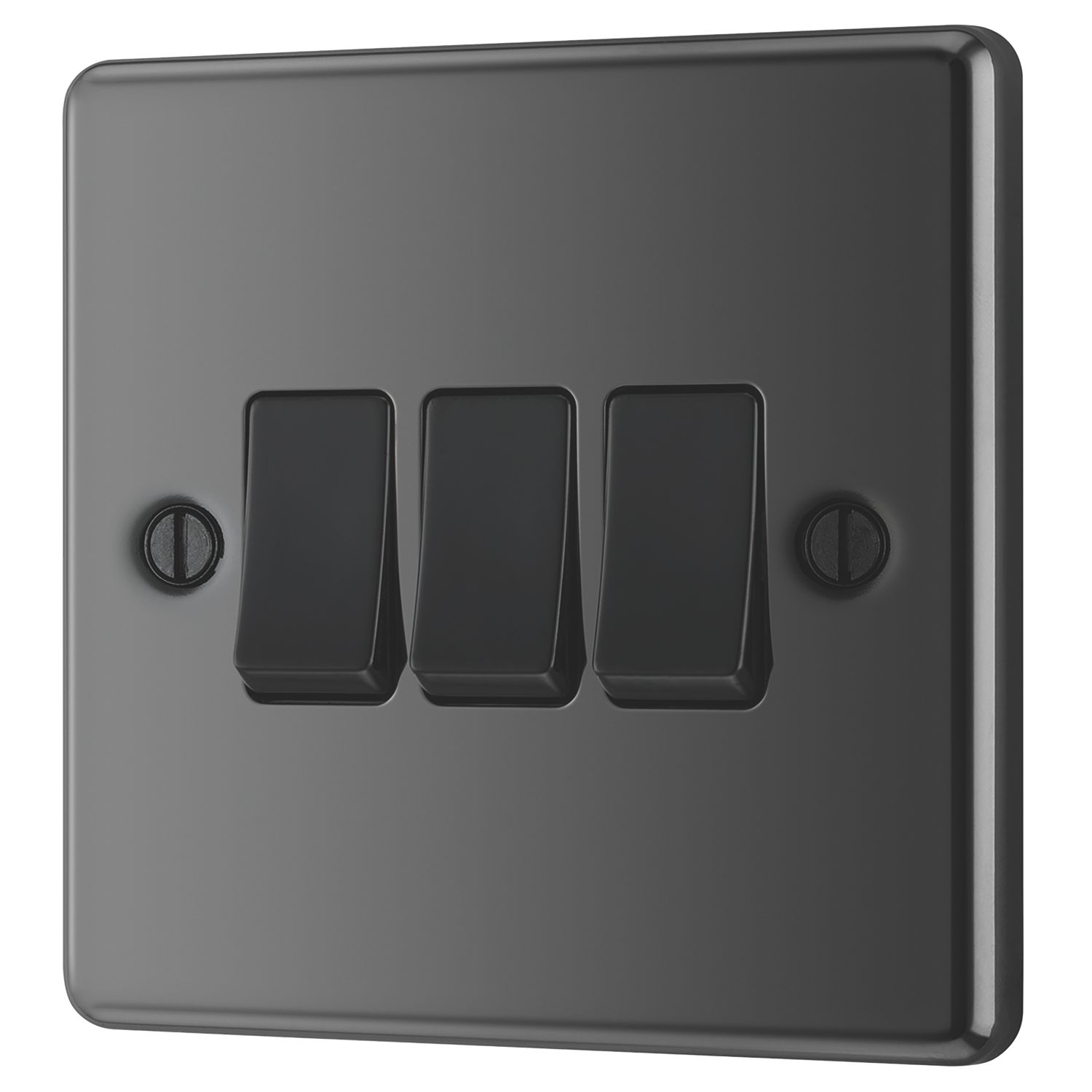 LAP 10AX 3-Gang 2-Way Light Switch Black Nickel with Black Inserts (65066)