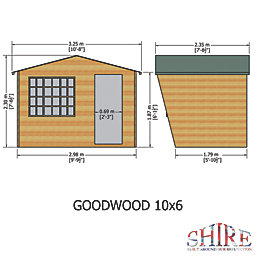 Shire Goodwood 10' x 6' (Nominal) Apex Shiplap T&G Timber Summerhouse with Assembly