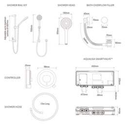 Aqualisa Optic Q Gravity-Pumped Rear-Fed Chrome Thermostatic Dual Outlet Smart Shower with Adjustable Head & Bath Overflow Filler