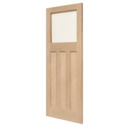 Edwardian 1-Clear Light Unfinished Oak Wooden 3-Panel Internal Door 1981mm x 686mm