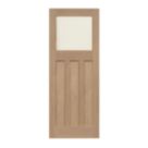 Edwardian 1-Clear Light Unfinished Oak Wooden 3-Panel Internal Door 1981mm x 686mm