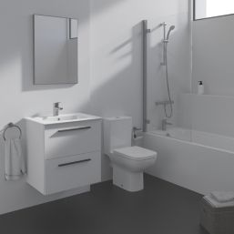 Ideal Standard i.life A Wall-Hung Vanity Unit with Black Handles & Basin Matt White 600mm x 440mm x 630mm