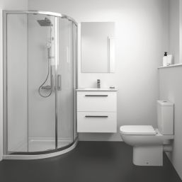Ideal Standard i.life A Wall-Hung Vanity Unit with Black Handles & Basin Matt White 600mm x 440mm x 630mm