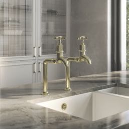 ETAL Alton Bib Cross Head Taps Polished Brass 1 Pair