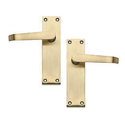 Designer Levers Victorian Fire Rated Latch Long Straight Lever Door Handle Pair Antique Brass