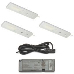 VEW Nova Rectangular LED Ultra-Thin Cabinet Light Aluminium 2.2W 140lm 3 Pack