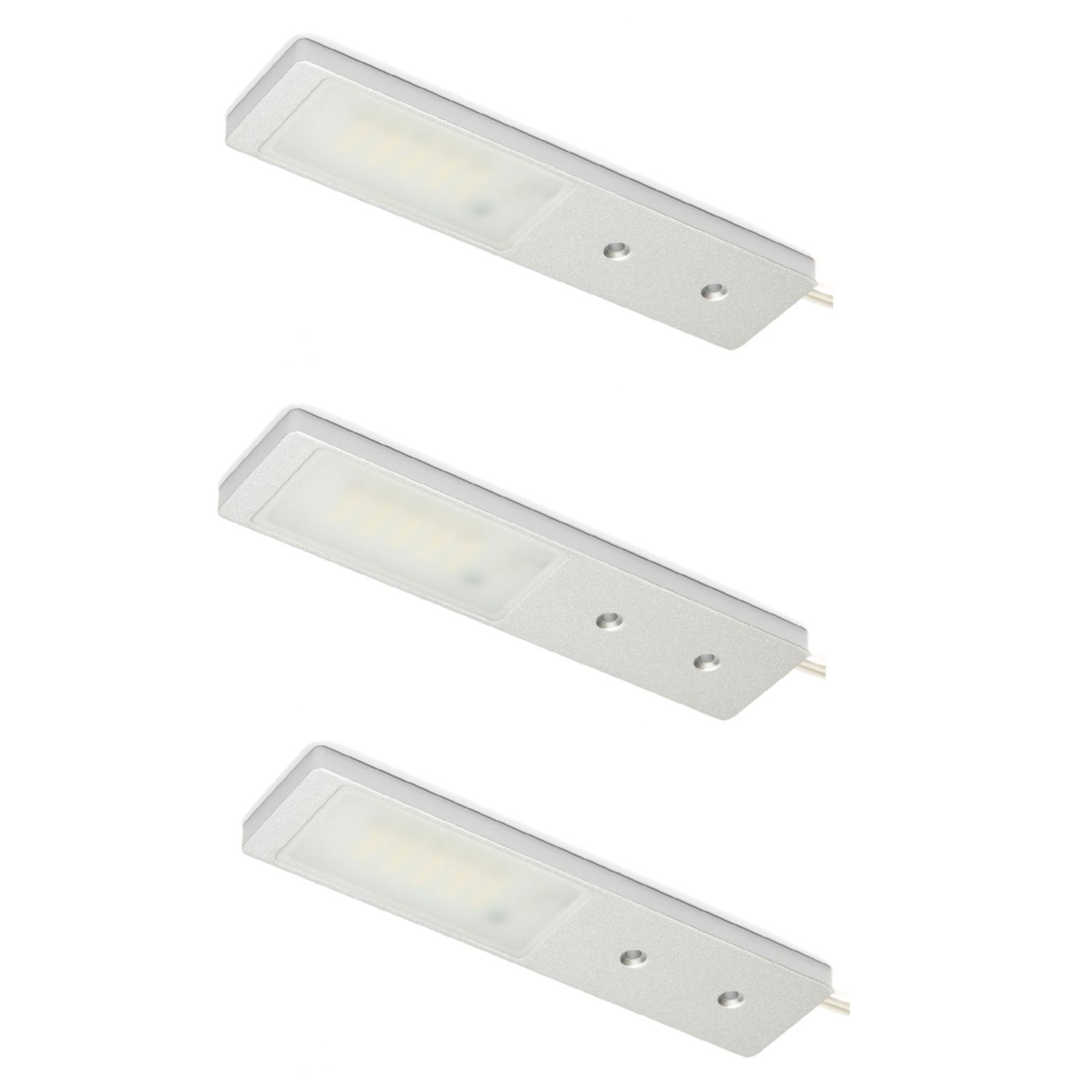 VEW Nova Rectangular LED Ultra-Thin Cabinet Light Aluminium 2.2W 140lm 3 Pack (650TW)