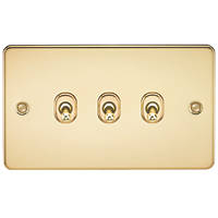 Knightsbridge FP3TOGPB 10AX 3-Gang 2-Way Light Switch  Polished Brass
