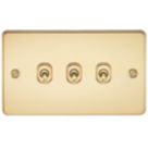 Knightsbridge  10AX 3-Gang 2-Way Light Switch  Polished Brass