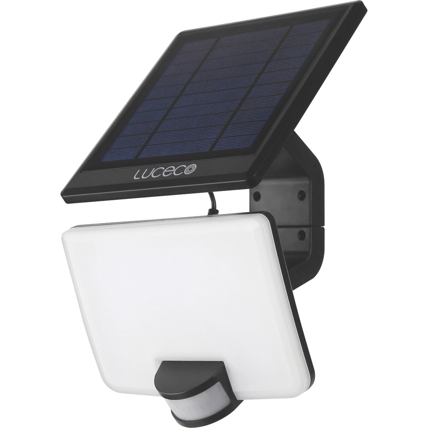 Luceco Outdoor LED Solar-Powered Floodlight With PIR Sensor Black 800lm (650VJ)