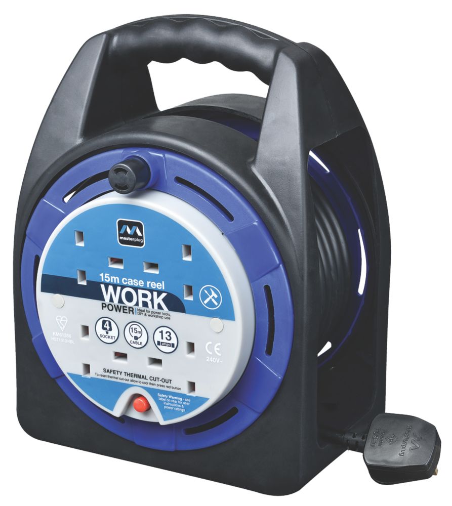 Masterplug Work Power 13A 4-Gang 15m  Case Cable Reel 240V